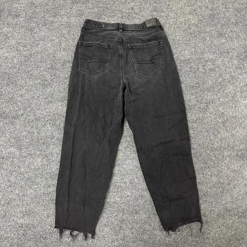American Eagle Jeans Womens Size 6 Short Black Mom Distressed Ripped Knee Raw